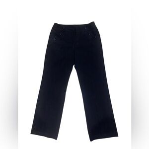 office siren black bootcut slacks with button detailing